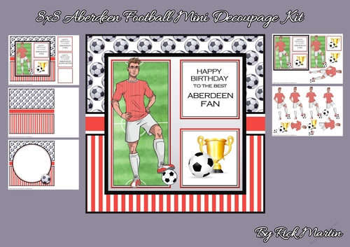 8x8 Aberdeen Football Mini Decoupage Kit - x5 A4 Sheets 
