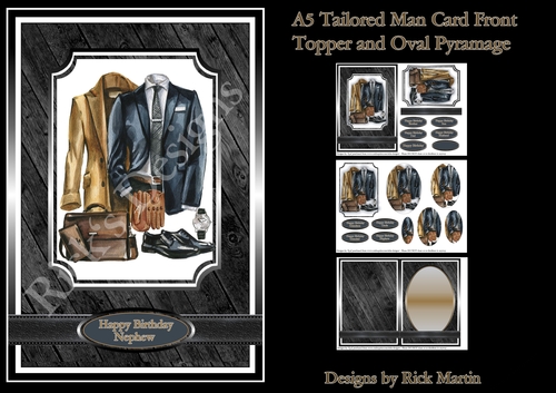 A5 Tailored Man Mini Oval Pyramage Kit - x3 A4 sheets 