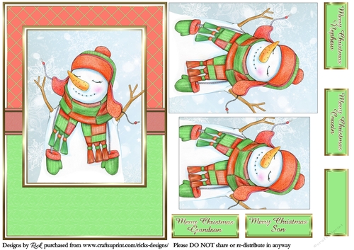 A5 Quirky Snowman Card Front with simple Pyramage Layers & Sentiment 