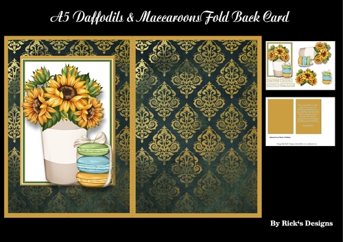 A5 Daffodils & Maccaroons Fold Back Card with Decoupage and Sentiments  