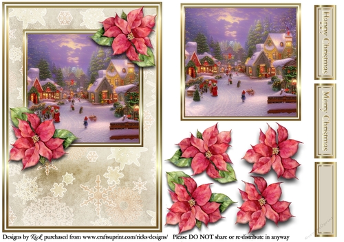 A5 Christmas Scene 5 - Card Front, Topper, Decoupage & Sentiments