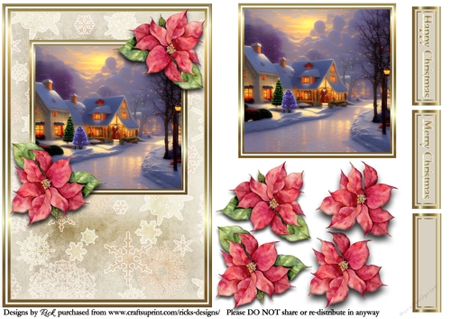 A5 Christmas Scene 7 - Card Front, Topper, Decoupage & Sentiments