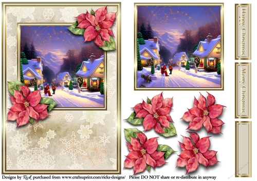 A5 Christmas Scene 8 - Card Front, Topper, Decoupage & Sentiments