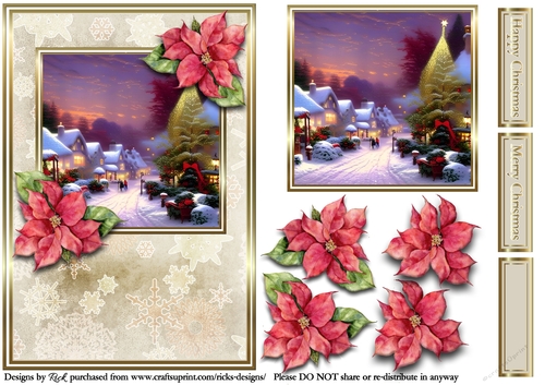 A5 Christmas Scene 9 - Card Front, Topper, Decoupage & Sentiments