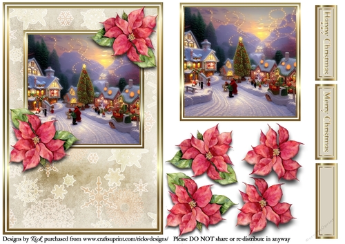 A5 Christmas Scene 17 - Card Front, Topper, Decoupage & Sentiments