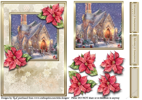 A5 Christmas Scene 18 - Card Front, Topper, Decoupage & Sentiments