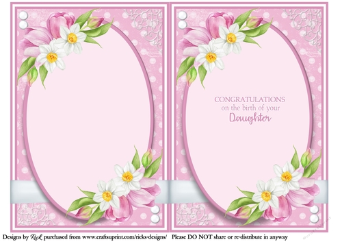 A5 Bunny Baby Girl - matching Insert for Baby Daughter