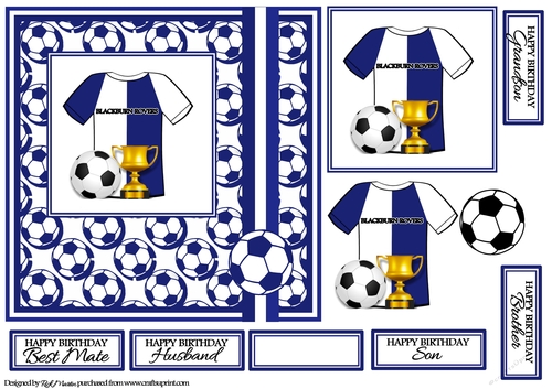 7X7 Blackburn Rovers Card Front, Topper & Decoupage 