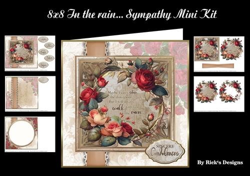 8x8 In the rain... sympathy Mini kit - x5 A4 sheets 
