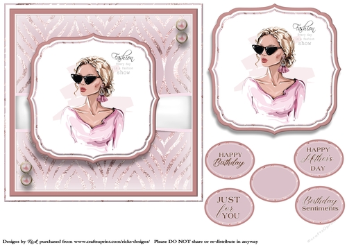 7x7 Fashion Everyday Card Front, Topper and sentiments