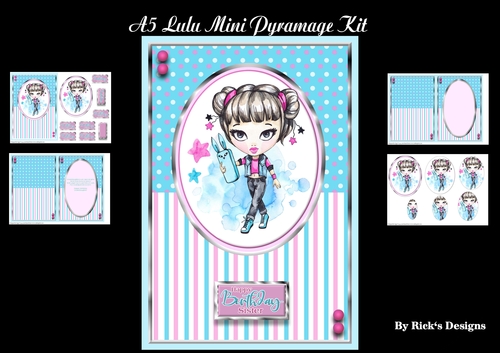 A5 Lovely Lulu Mini Pyramage Kit - x4 A4 sheets 