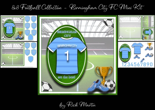 8x8 Football Collection - Birmingham City Mini Kit - x4 A4 sheets 