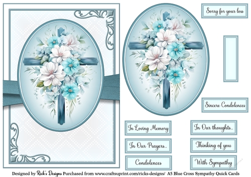 A5 Blue Cross Sympathy 6