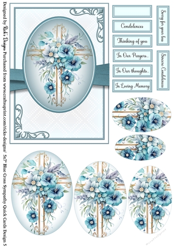 5x7 Blue Cross Sympathy Design Sheet 5