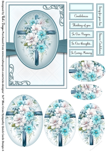 5x7 Blue Cross Sympathy Design Sheet 6