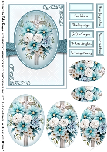 5x7 Blue Cross Sympathy Design Sheet 7