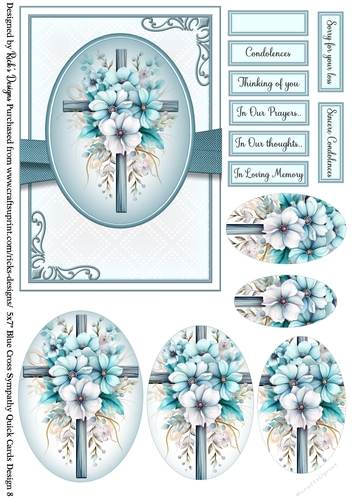 5x7 Blue Cross Sympathy Design Sheet 8