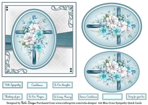 6x6 Blue Cross Sympathy 6