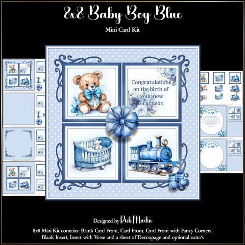 8x8 Baby Boy Blue Mini Kit - x7 A4 Sheets 