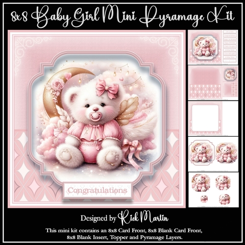 8x8 Baby Girl Mini Pyramage Kit - x5 A4 Sheets 