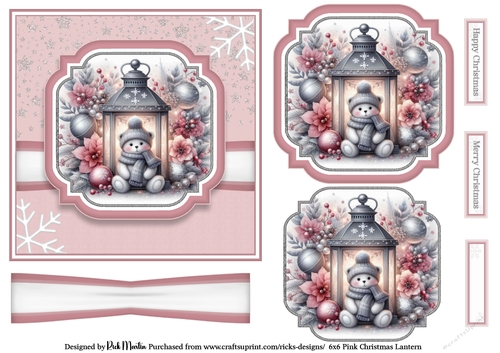 6x6 Pink Christmas Lantern 1 
