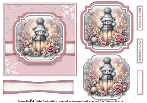 6x6 Pink Christmas Lantern 12