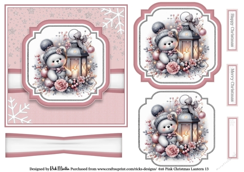6x6 Pink Christmas Lantern 13