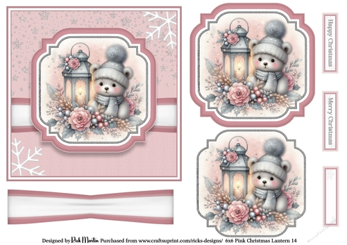6x6 Pink Christmas Lantern 14