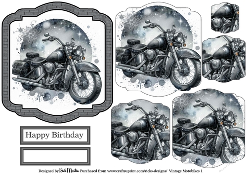 Vintage Motorbikes 1 Topper, Pyramage Layers and Sentiments