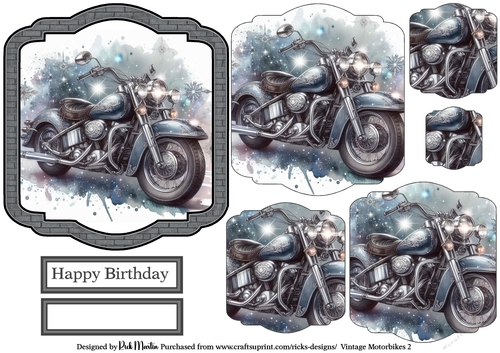 Vintage Motorbikes 2 Topper, Pyramage Layers and Sentiments