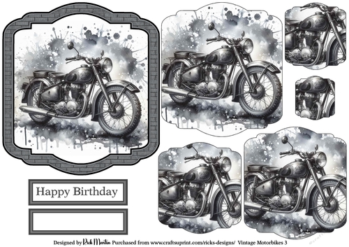 Vintage Motorbikes 3 Topper, Pyramage Layers and Sentiments