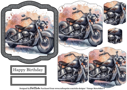 Vintage Motorbikes 4 Topper, Pyramage Layers and Sentiments