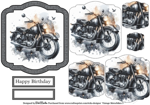 Vintage Motorbikes 5 Topper, Pyramage Layers and Sentiments