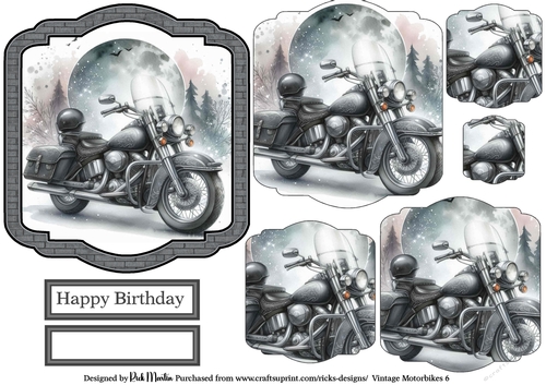 Vintage Motorbikes 6 Topper, Pyramage Layers and Sentiments