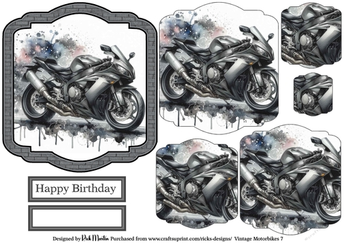 Vintage Motorbikes 7 Topper, Pyramage Layers and Sentiments