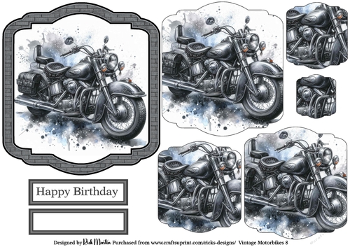 Vintage Motorbikes 8 Topper, Pyramage Layers and Sentiments