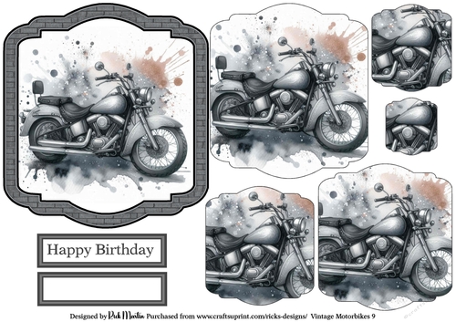 Vintage Motorbikes 9 Topper, Pyramage Layers and Sentiments