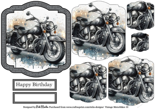 Vintage Motorbikes 10 Topper, Pyramage Layers and Sentiments