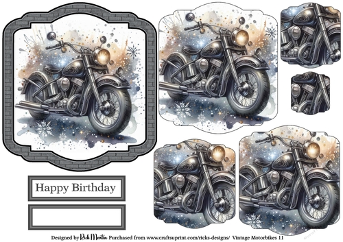 Vintage Motorbikes 11 Topper, Pyramage Layers and Sentiments