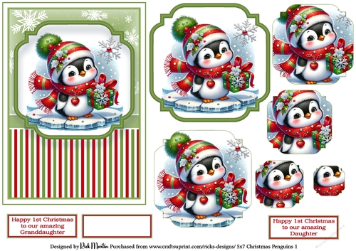 5x7 Christmas Penguins 1 