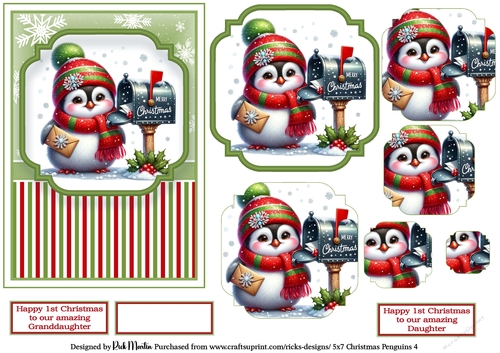5x7 Christmas Penguins 4