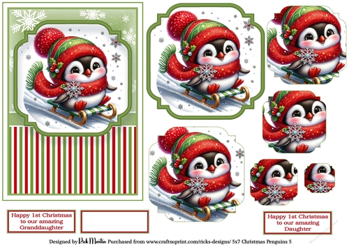 5x7 Christmas Penguins 5