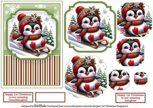 5x7 Christmas Penguins 6