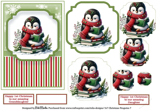 5x7 Christmas Penguins 7