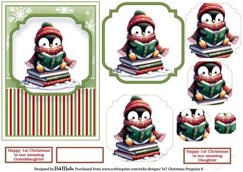5x7 Christmas Penguins 8