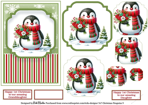5x7 Christmas Penguins 9
