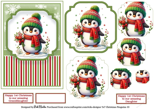 5x7 Christmas Penguins 10