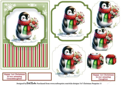5x7 Christmas Penguins 11