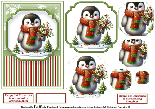5x7 Christmas Penguins 12