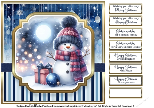8x8 Bright & Beautiful Snowmen 8